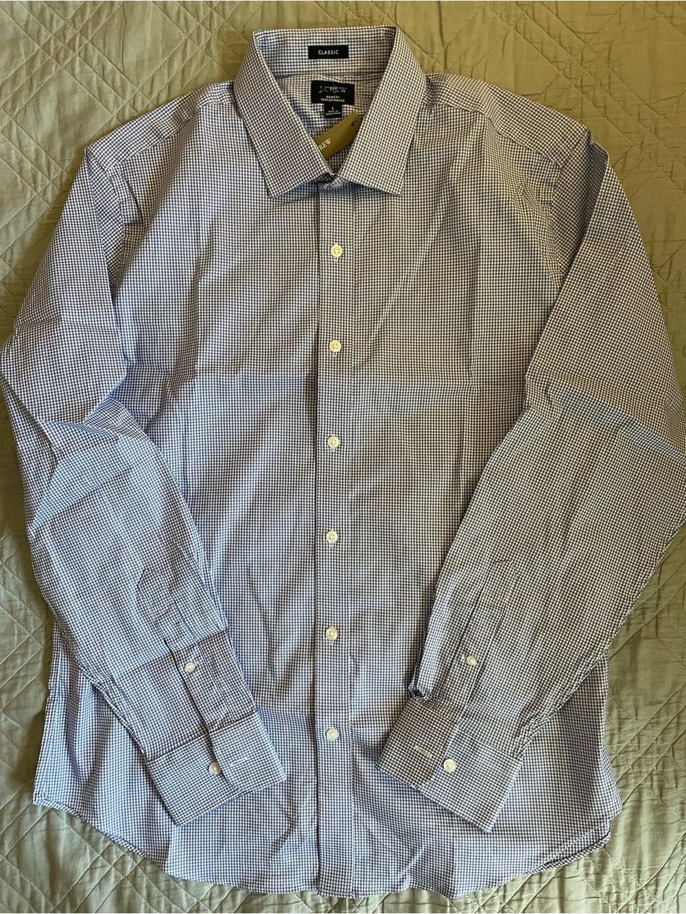 J. CREW Classic Bowery performance stretch dress shirt in Check Blue Size L $98 - Picture 8 of 10